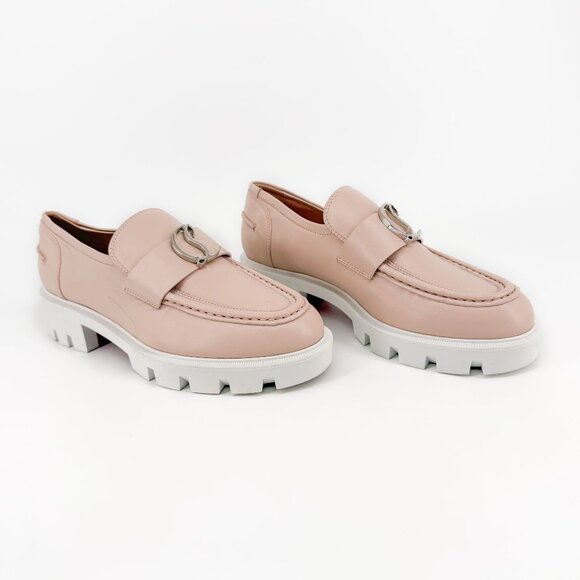 Christian Louboutin Shoes - Christian Louboutin CL Moc Lug Leather Loafers Nude Beige Size 37 US 7 Women's